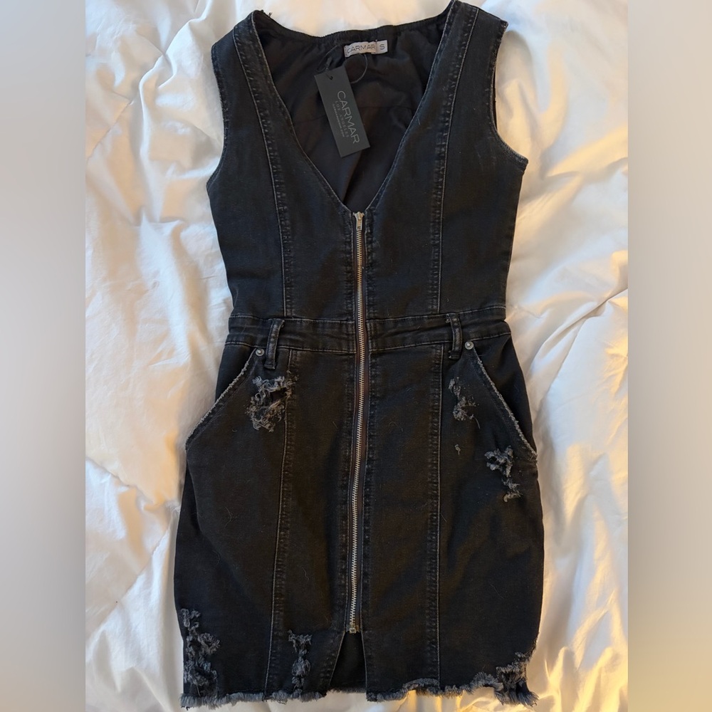 Carmar Black Denim Dress with Zipper